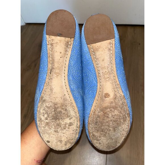 Tory Burch Blue Leather Sole Quilted Chelsea Ballet Loafers Flats Women's 7.5 - Picture 5 of 6